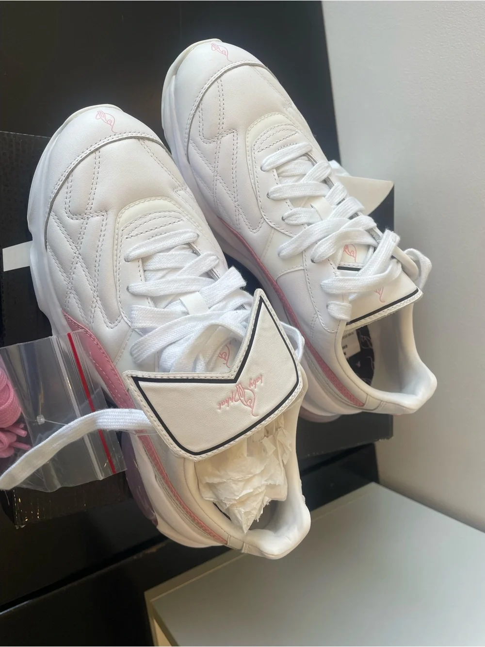 Women size 8 White and Pink Athletic Sneakers - Brand: Puma collab with bby phat